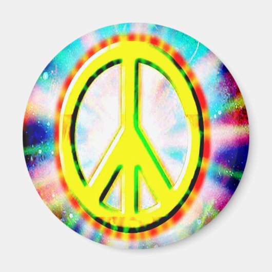 PEACE Sign Yellow Colorful Happy and Fun Magneet (Voorkant)