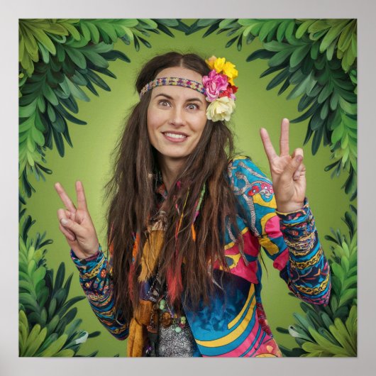 Peace Signs Long Hair Woman Poster (Voorkant)