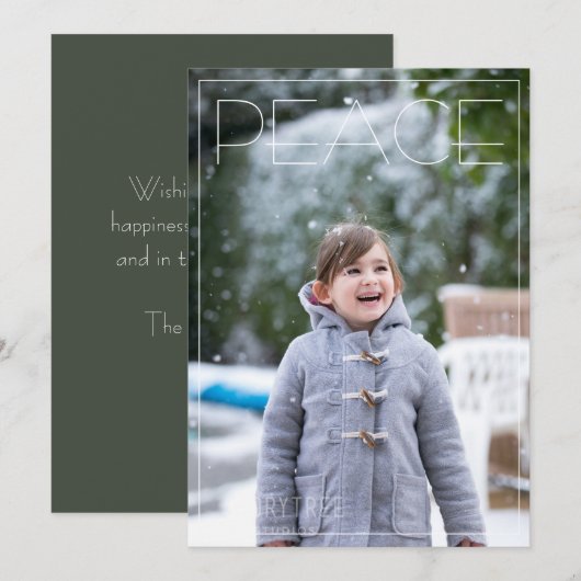 Peace Simple Holiday-fotokerstkaart Feestdagenkaart (Voorkant / Achterkant)