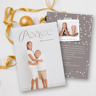 Peace Simple Typography Minimalistische vakantiefo Feestdagenkaart