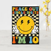 Peace Single Digits Im 10 Smile Face Birthday Girl Kaart (Gele Bloem)