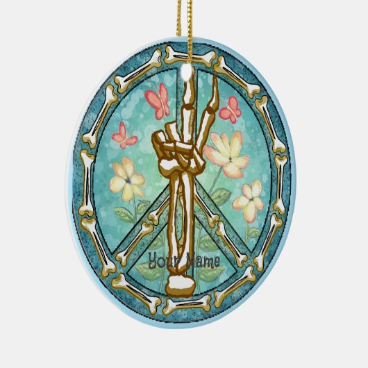 Peace Skeleton Hand Keramisch Ornament (Rechts)
