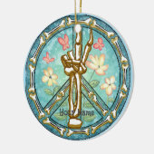 Peace Skeleton Hand Keramisch Ornament (Links)