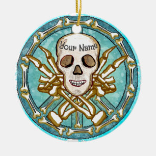 Peace Skeleton Skull Keramisch Ornament