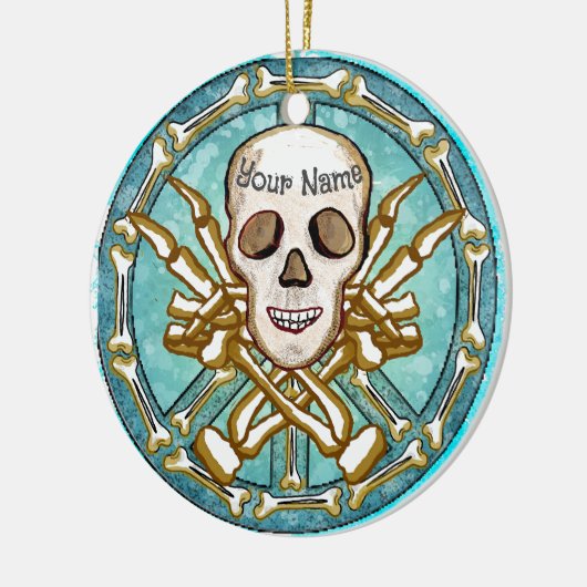Peace Skeleton Skull Keramisch Ornament (Links)