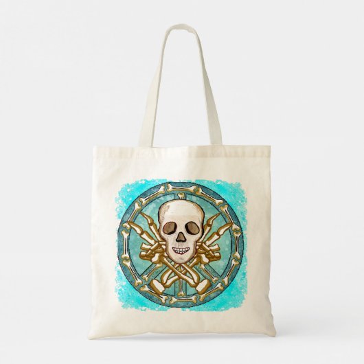 Peace Skeleton Skull Tote Bag (Achterkant)