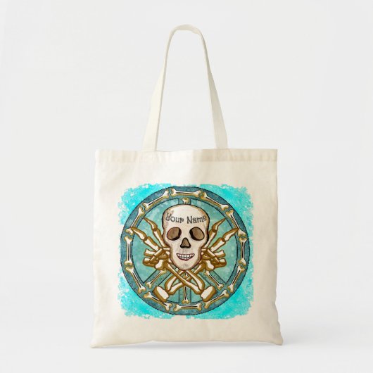 Peace Skeleton Skull Tote Bag (Voorkant)
