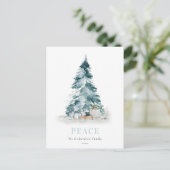 Peace Snow Waterverf Pine-kerstboom - cadeau Feestdagenkaart (Staand voorkant)