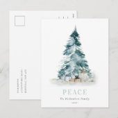 Peace Snow Waterverf Pine-kerstboom - cadeau Feestdagenkaart (Voorkant / Achterkant)
