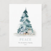 Peace Snow Waterverf Pine-kerstboom - cadeau Feestdagenkaart (Voorkant)