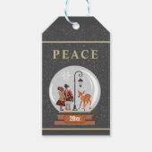 PEACE Snow Wereldbol w/Deer Kinder & Street Lamp Cadeaulabel (Voorkant)