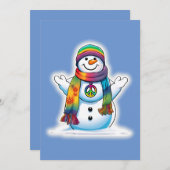Peace Snowman Feestdagenkaart (Voorkant / Achterkant)
