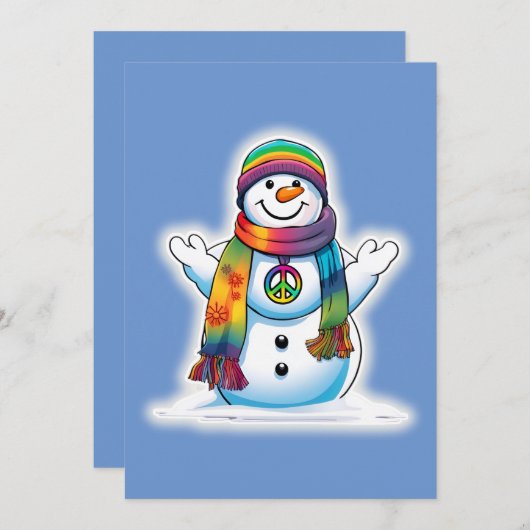 Peace Snowman Feestdagenkaart (Voorkant / Achterkant)