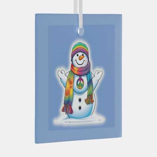 Peace Snowman Glas Ornament (Voorkant Rechts)