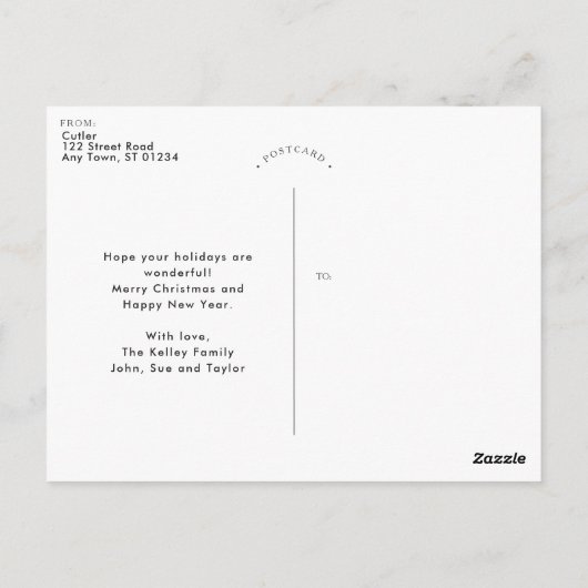 Peace, Snowy Evergreen 2 Photo Holiday Briefkaart (Achterkant)