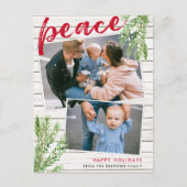Peace, Snowy Evergreen 2 Photo Holiday Briefkaart (Voorkant)