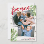 Peace, Snowy Evergreen 2 Photo Holiday Card Kaart (Voorkant)