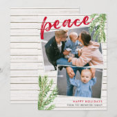 Peace, Snowy Evergreen 2 Photo Holiday Card Kaart (Voorkant / Achterkant)