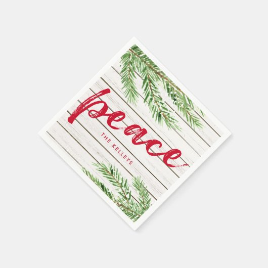 Peace, Snowy Evergreen - Aangepaste feestdag Servet (Hoek)