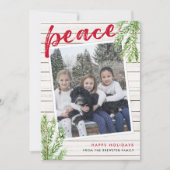 Peace, Snowy Evergreen Single Photo Holiday Card Kaart (Voorkant)