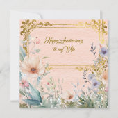 Peace Spring bloemrand met gouden lijst Notitiekaartje (Voorkant)