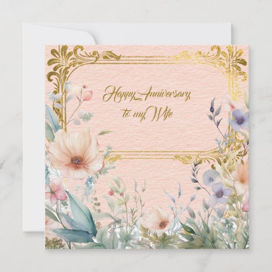 Peace Spring bloemrand met gouden lijst Notitiekaartje (Voorkant)