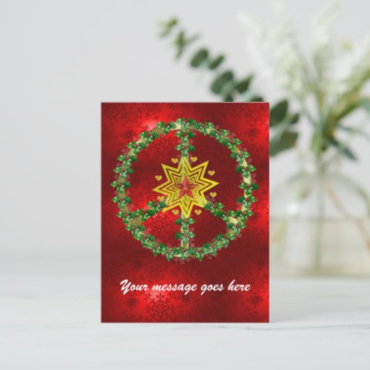 Peace Star Kerstmis Feestdagenkaart (Staand voorkant)