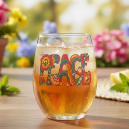 Peace Stemless Wine Glass Wijnglas Zonder Voet