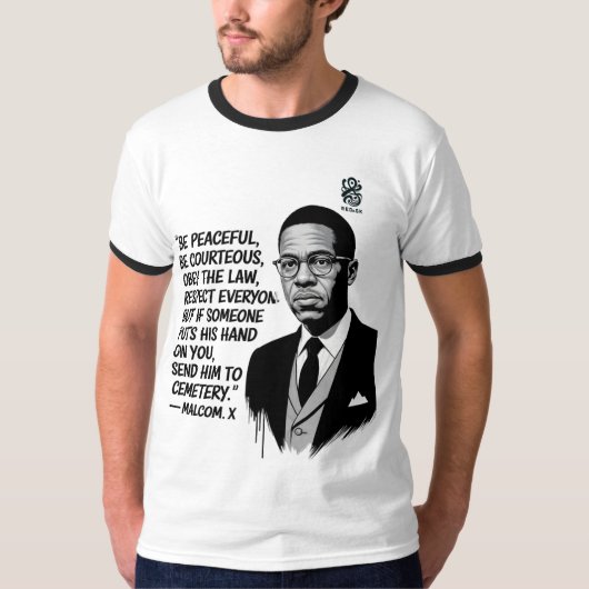 Peace & Strength – Malcolm X Inspirational Quote  T-shirt (Voorkant)