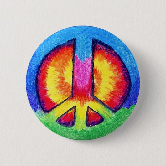 Peace-Stropdas~Dye Ronde Button 5,7 Cm (Voorkant)