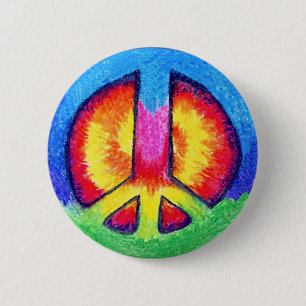 Peace-Stropdas~Dye Ronde Button 5,7 Cm