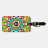 Peace Sun Happy Hippie Colorful Mandala Bagagelabel (Voorkant horizontaal)
