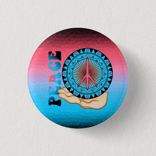 Peace ~ Sun Ronde Button 3,2 Cm (Voorkant)
