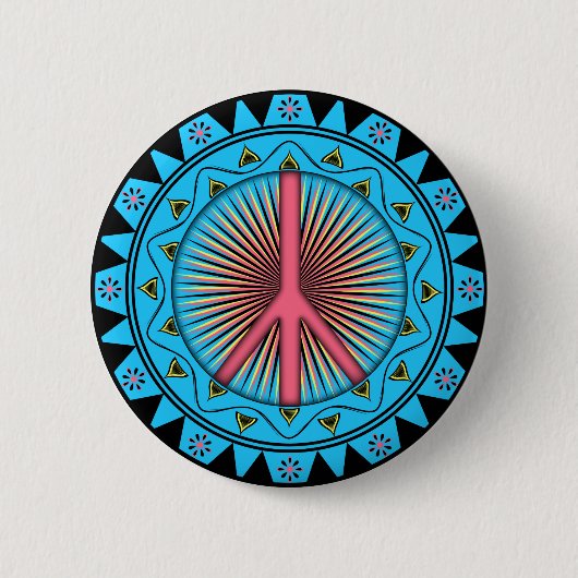 Peace ~ Sun Ronde Button 5,7 Cm (Voorkant)