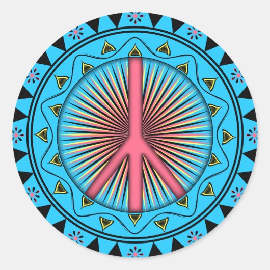 Peace ~ Sun Ronde Sticker (Voorkant)