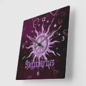 Peace Sun Sagittarius Vierkante Klok (Hoek)