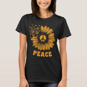 Peace Sunflower Blijf Trippy 70s Style  Hipp T-shirt