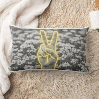 Peace & Sunflower Pillow w/ Yellow Gingham Kussen
