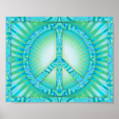Peace Symbol Blue-Greens Poster (Voorkant)