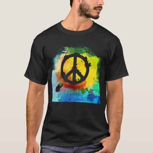 Peace Symbol Bright Colors Boho T-shirt (Voorkant)