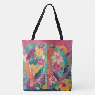 Peace symbol colourful  tote bag