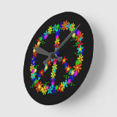 Peace Symbol Flower Power Ronde Klok (Hoek)