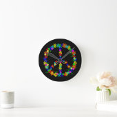 Peace Symbol Flower Power Ronde Klok (Huis)