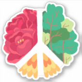 PEACE SYMBOL - Groen bos en rode bloemen Sticker (Voorkant)