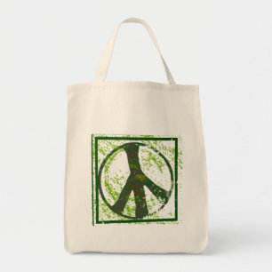 Peace Symbol Grunge Organic Grocery Canvas tas