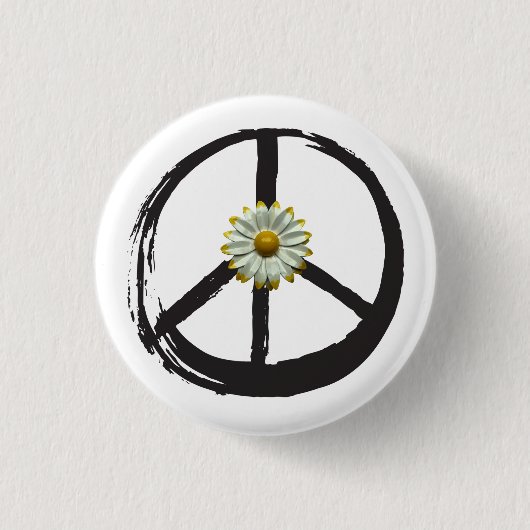 Peace Symbol Hippie Love 1960 Sign Daisy Love Ronde Button 3,2 Cm (Voorkant)