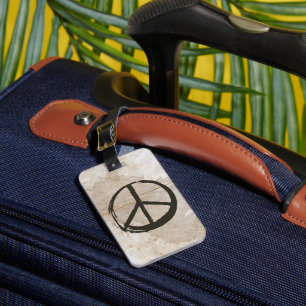 Peace Symbol Hippie Love 1960s Sign Mud Soiled Bagagelabel