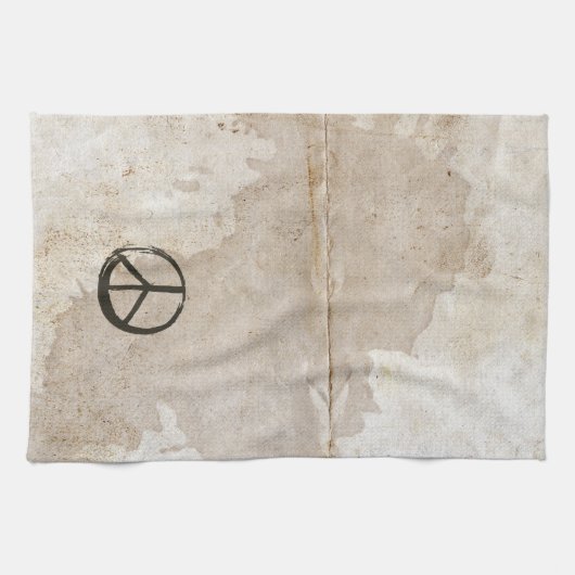 Peace Symbol Hippie Love 1960s Sign Mud Soiled Kit Theedoek (Horizontaal)