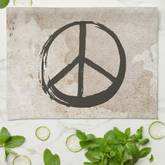Peace Symbol Hippie Love 1960s Sign Mud Soiled Kit Theedoek (Gevouwen)