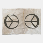 Peace Symbol Hippie Love 1960s Sign Mud Soiled Kit Theedoek (Horizontaal)